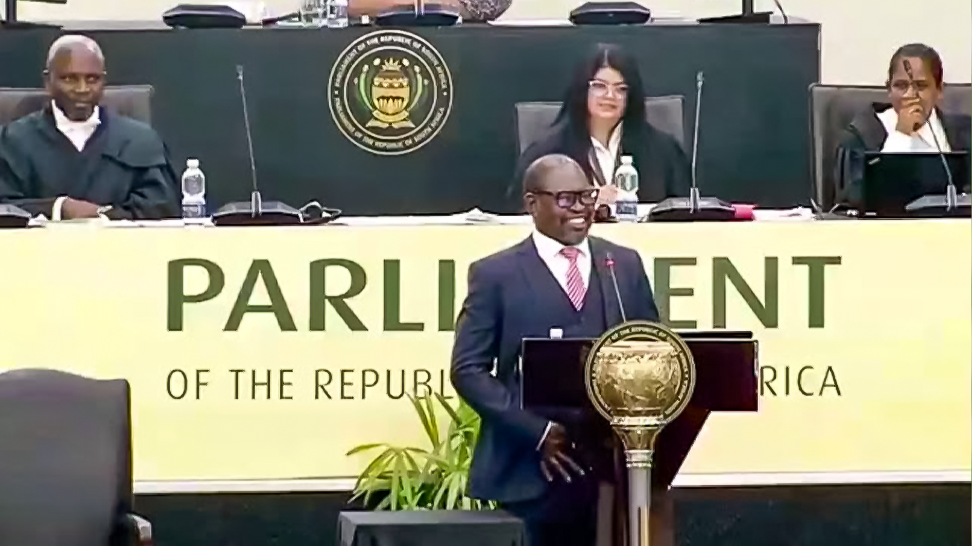 Enoch Godongwana wardrobe slip in South African parliament