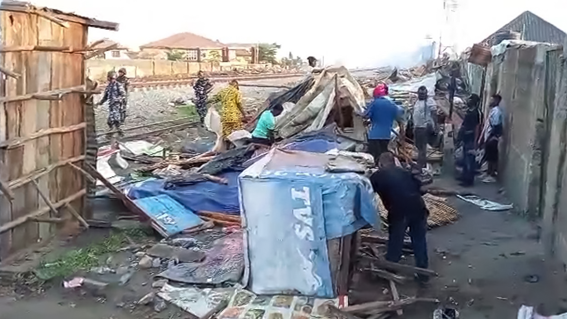 Destroyed shanties