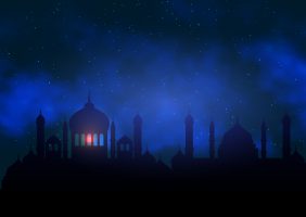 Ramadan Kareem background with mosque silhoeutte