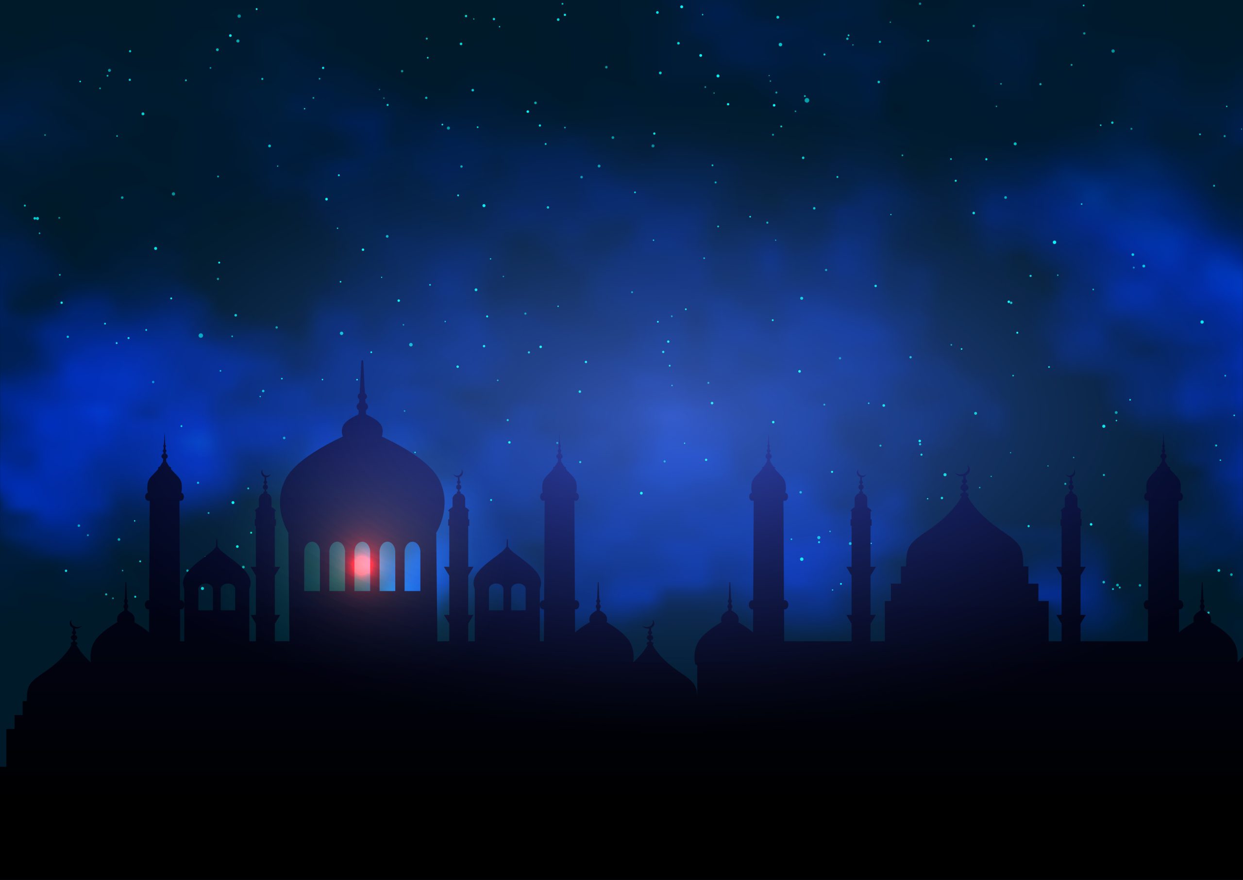 Ramadan Kareem background with mosque silhoeutte