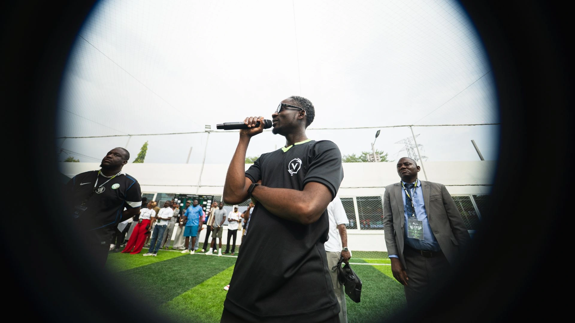 Mr Eazi speaks at the 1v1 Africa Football Challenge held at Astro Soccer, Ikoyi, Lagos.