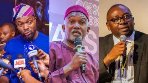 Minister of Communications and Digital Economy, Bosun Tijani (L), Minister of Foreign Affairs, Yusuf Maitama Tuggar (M), Minister of Power, Adebayo Adelabu(R)