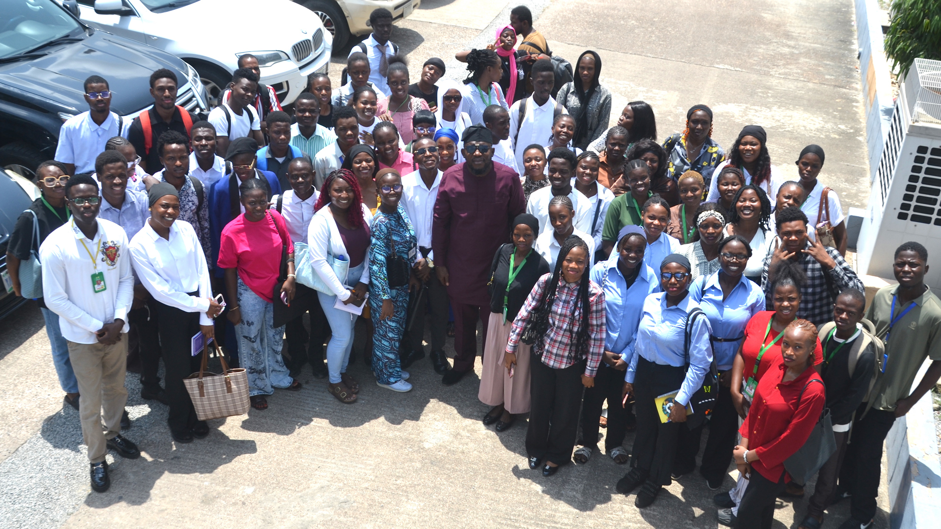 Students of Mass Communication Department, Yaba College of Technology, with their lecturer, Ben Akponine Samuel (middle), during their excursion to The Guardian head office in Lagos, yesterday.