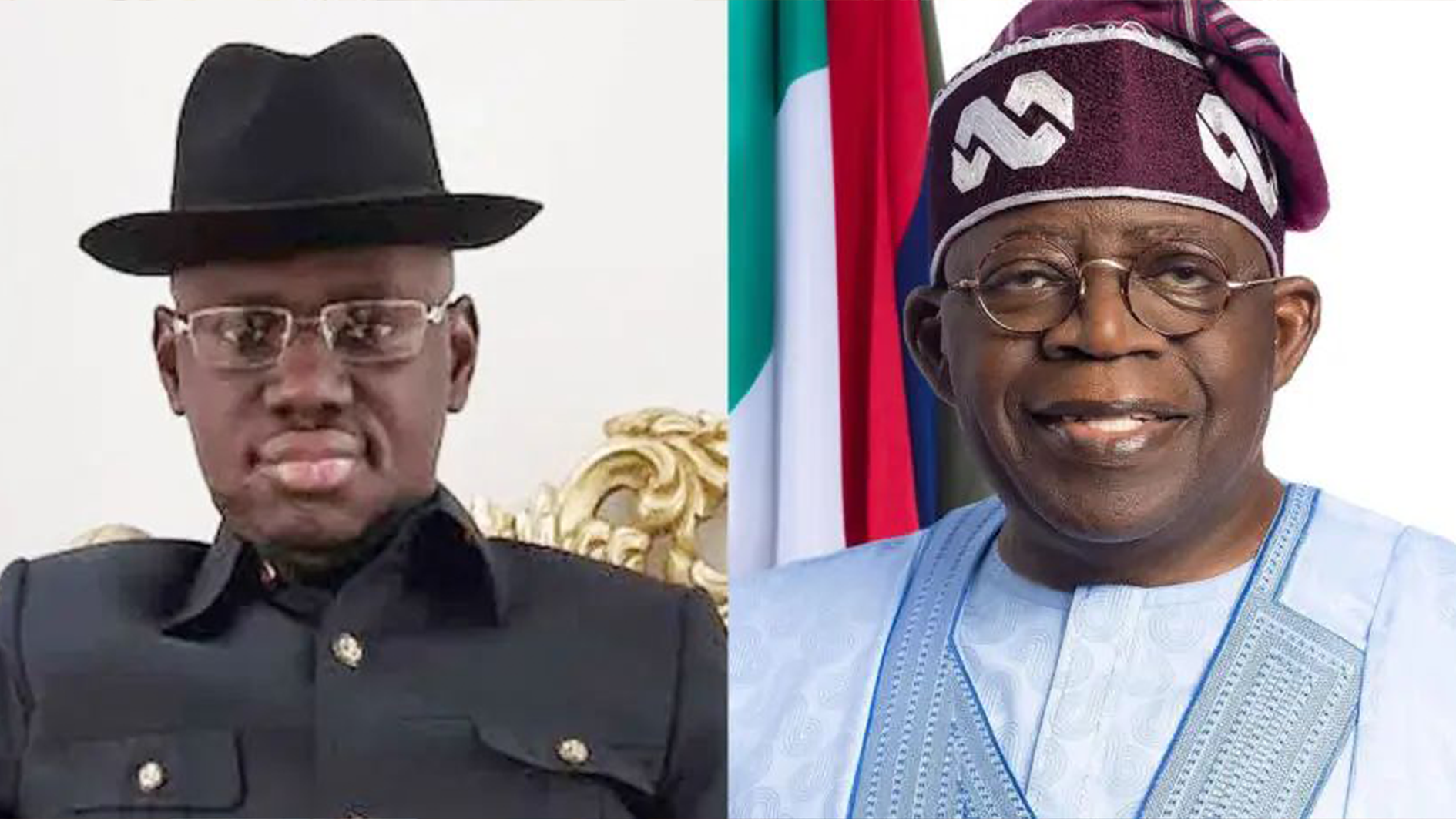Tmi Frank (L), President Bola Ahmed Tinubu (R)