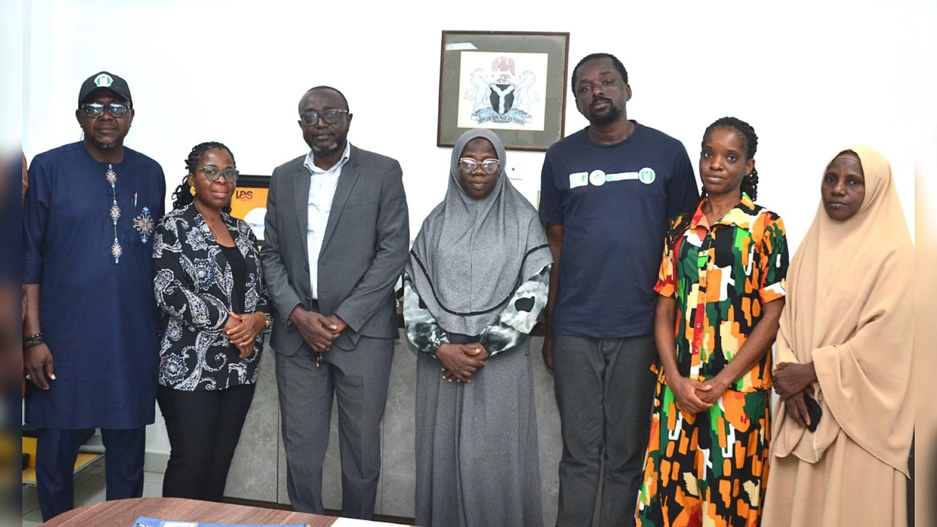 President, Spinabifida and Hydrocephalus Association in Nigeria (SBHAN), Hassan Funmilayo (left); Chairperson, Lagos Chapter, Kadiri Agatha; Vice President 1, Ayodele Ajisafe-Esan; Public Relations Officer, Adefioye Rahmatallah; Head, Communications and Strategy, Olakunle Fayiga; Vice President 2, Ngozi Onwuemene, and Treasurer, Odaranile Shakirat Adesola, during their visit to The Guardian head office in Lagos, yesterday.     PHOTO: AYODELE ADENIRAN