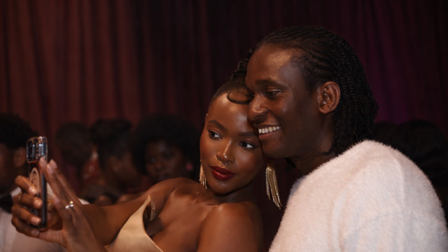 A young man and woman at the cinema