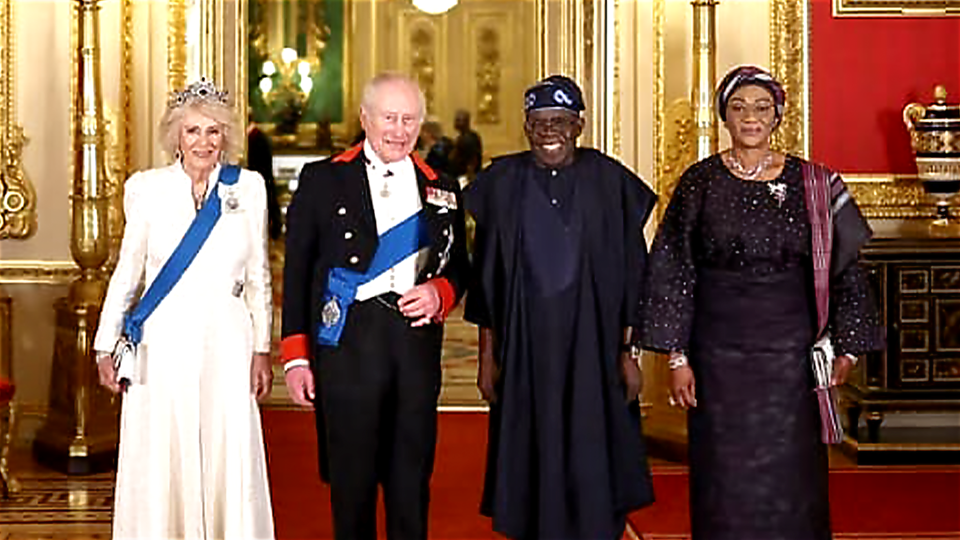 Queen Camilla (left); King Charles III; President Bola Tinubu and his wife, Oluremi Tinubu, at a State Banquet at Windsor Castle, during President Tinubu’s visit to the United Kingdom (UK), yesterday.