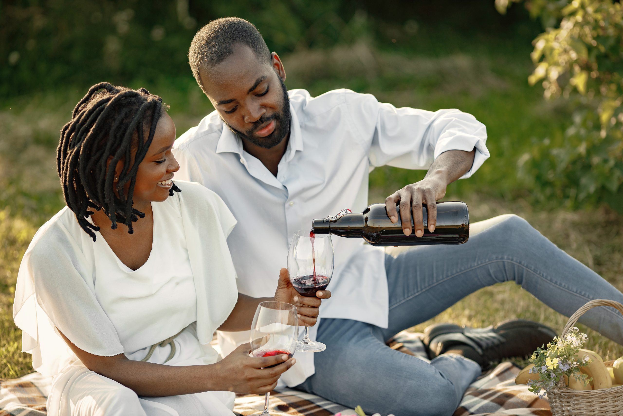 African american couple on a summer picnic
