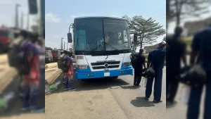A BRT bus that broke down midway into a journey