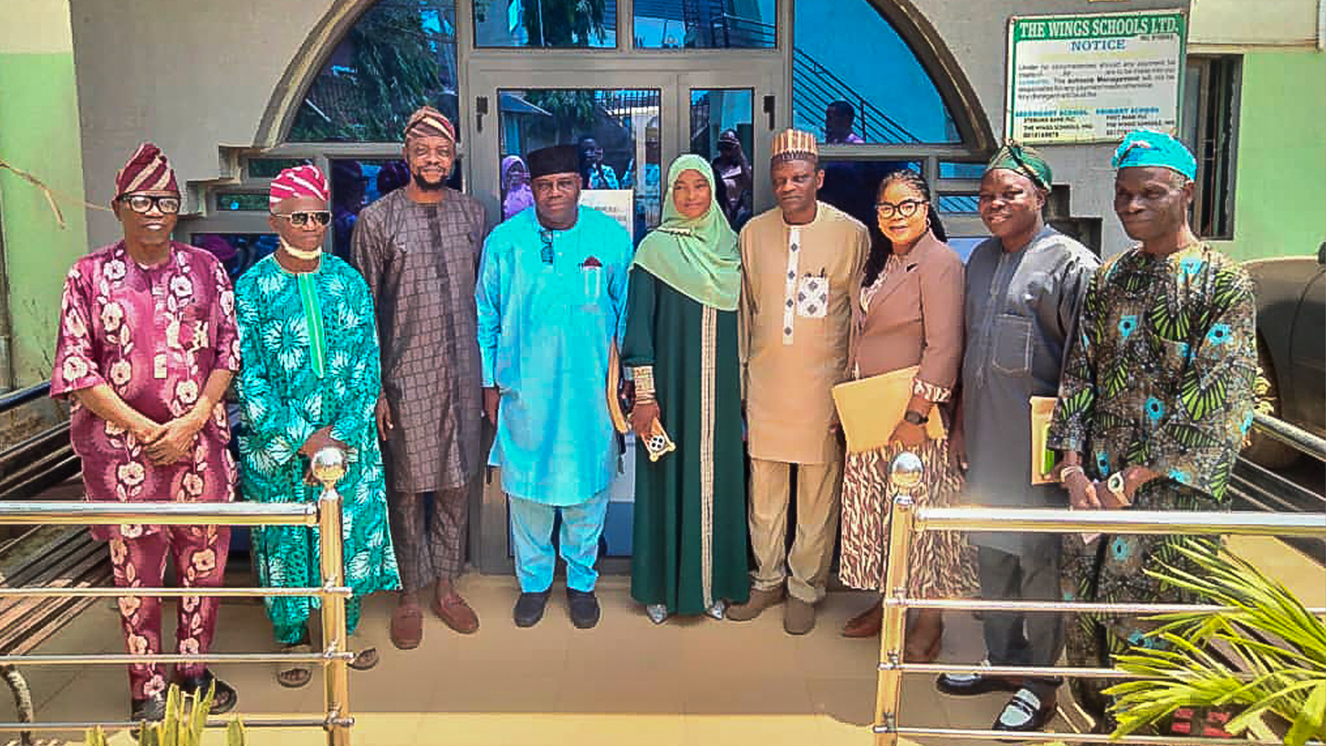 The Tutor-General of The Wings Schools, Iwo, Alh. Wakeel Aderemi Situ (left); Proprietor of The Wings Schools, Prof. Lai Olurode; Principal of The Wings Schools, Mr. Kehinde Sanusi; Registrar of the Federal College of Education, Iwo, Mr. M. Aderibigbe Yusuf;  wife of the Provost and lecturer, Alhaja Monsurat Folake Adebayo;  outgoing Provost, Prof. Abdulrafiu Adebayo; outgoing Librarian, Dr. (Mrs.) Deborah Funmi Iyanda;  acting Bursar, Mr. Irorunola Olasupo and Vice Principal (Administration), The Wings Schools, Chief Ismail Baruwa, at The sent forth of the Management team of The Federal College of Education, Iwo, Osun State… recently.