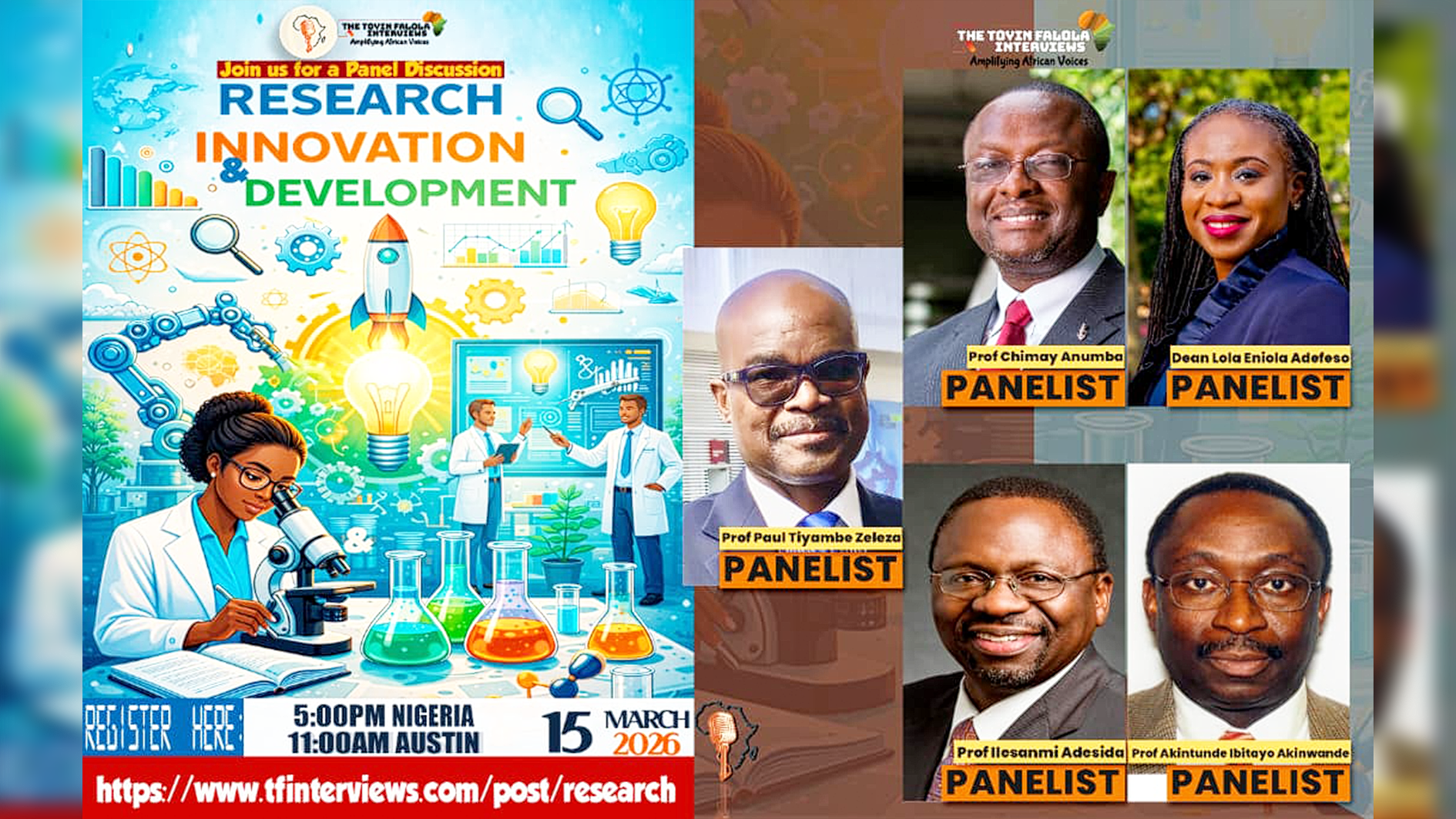 Toyin Falola interview panel session on Research, Innovation and Development.