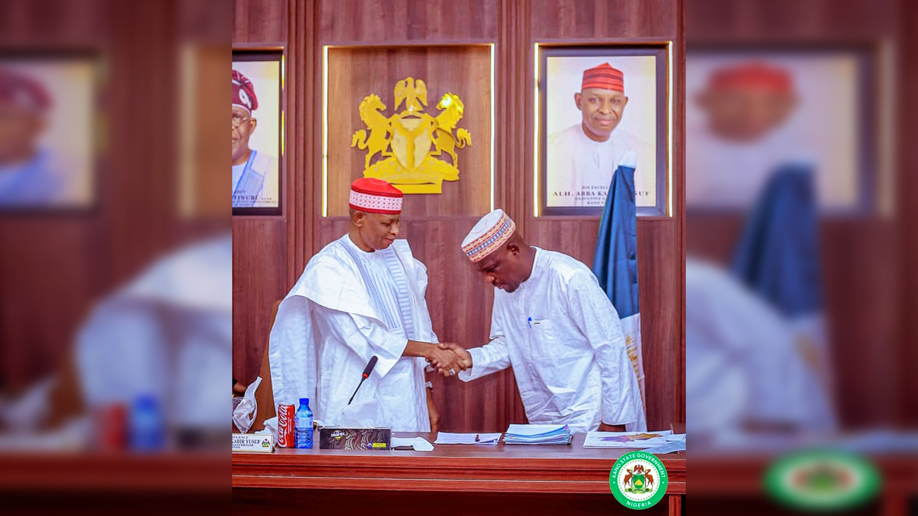 Governor Yusuf receives the new state Chairman of APC and former Commissioner for Water Resources under his cabinet, Hon. Umar Haruna Doguwa at the Government house