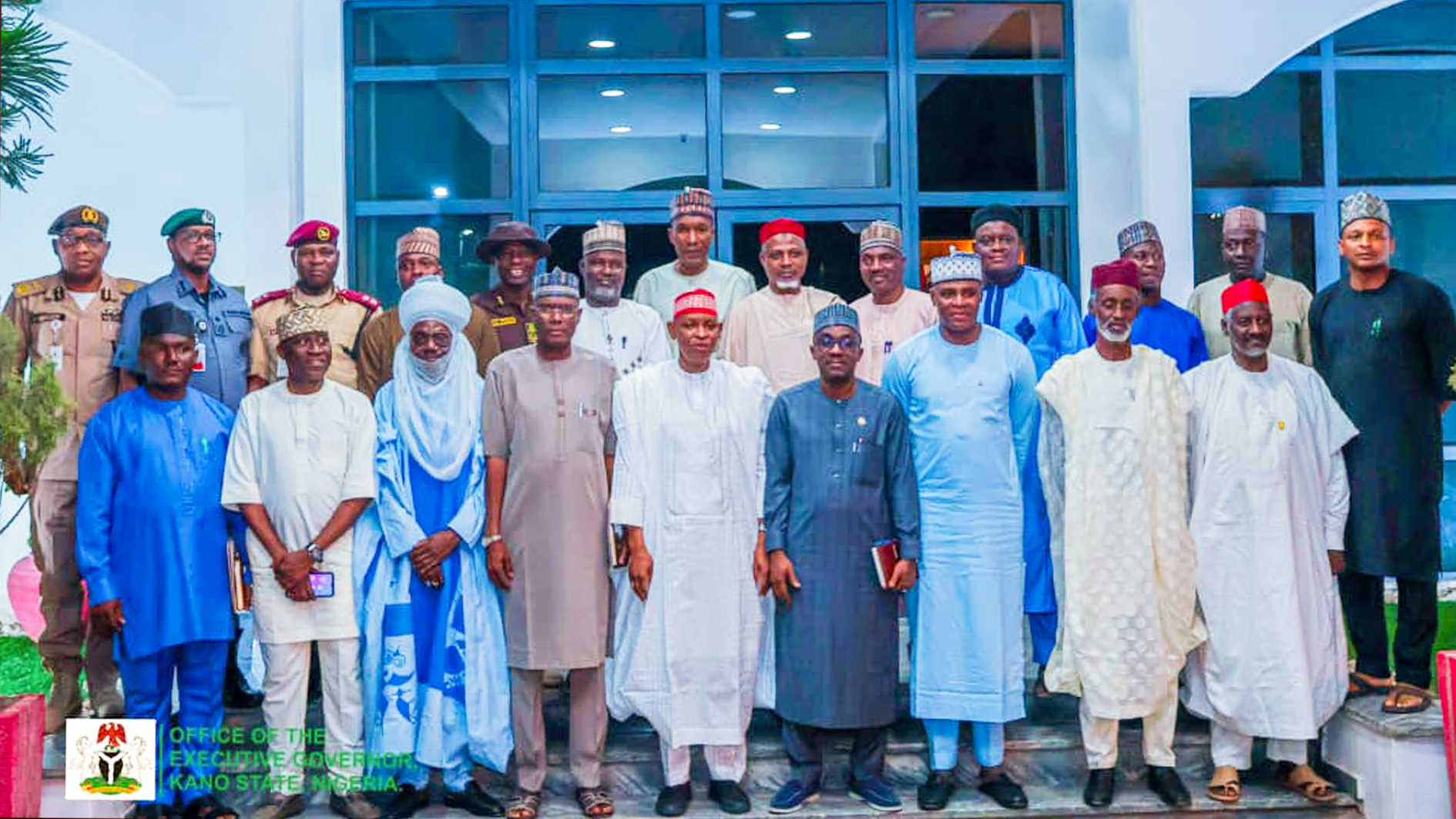 Governor Yusuf in group photograph with heads of security agencies at the end of state security council meeting held at Government house.