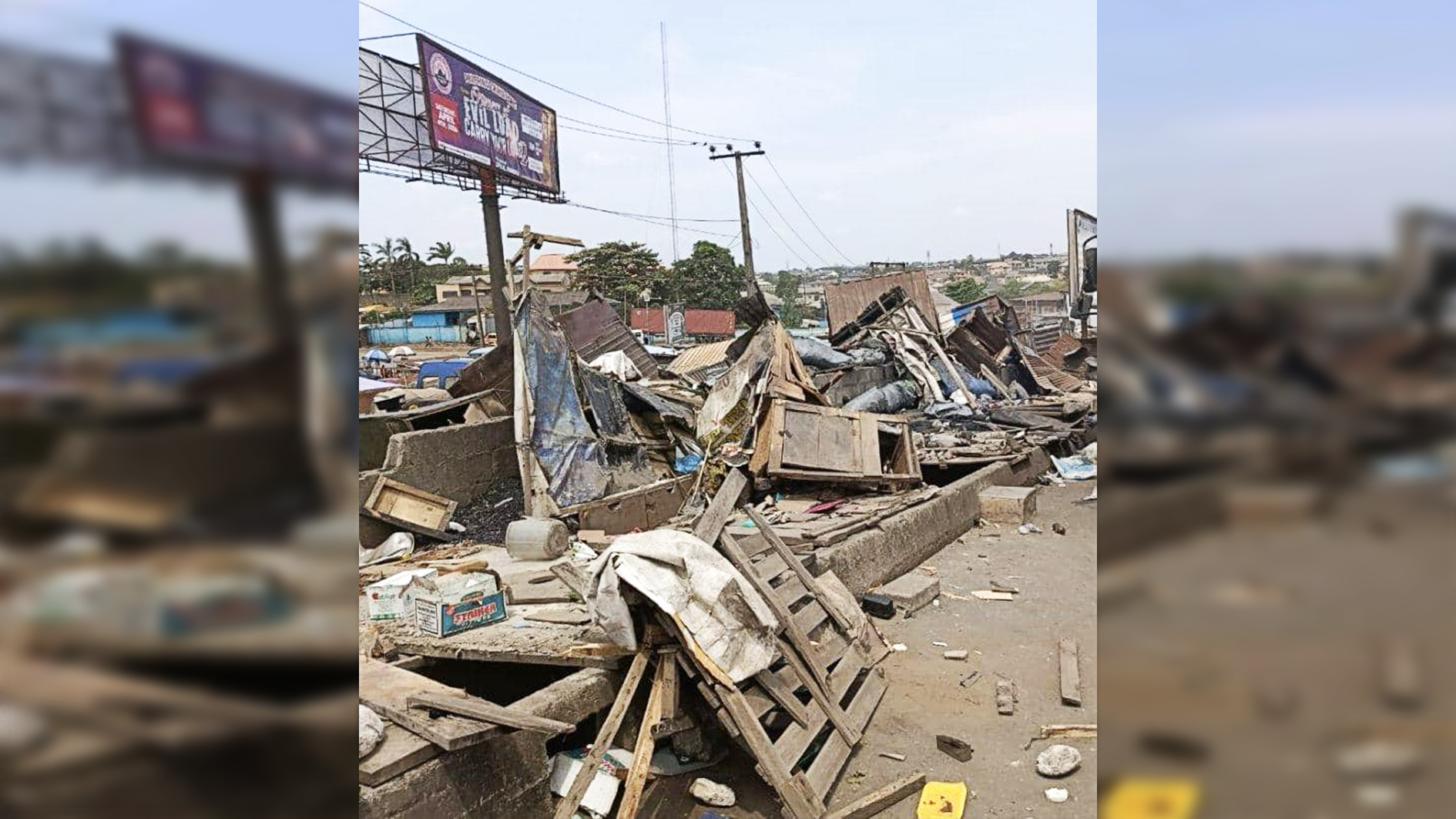 Demolished shanties yesterday