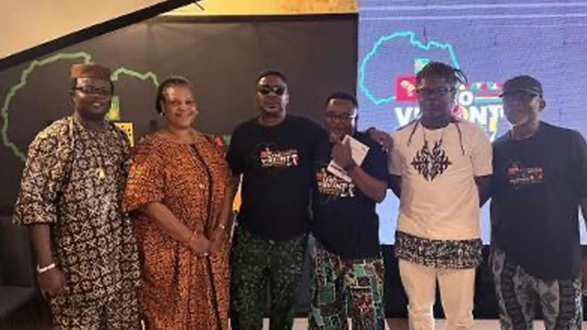 Prince Adesida; Chairman LCCI Creative Sector, Obukome Ibru; CEO Inspiro Productions, Ayoola Sadare; Convener, AfroVision X 2026, David Bibiem; Partner, AfroVision X, Segun Adefila and Toyin Sonaike at the launch of AfroVision X 2026 at Terra Kulture, Victoria Island, Lagos.. PHOTO: ENIOLA DANIEL