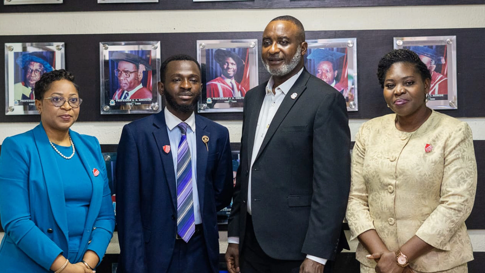 Managing Director/Chief Executive Officer, Society for Corporate Governance Nigeria (SCGN), Mrs Chioma Mordi; President, SCGN Corporate Governance Club, UNILAG Chapter, Clement Ojo; Dean, Faculty of Law, University of Lagos, ⁠Prof Abiola Sanni (SAN) and Dr Omotola Bamigbaiye-Elatuyi at the inauguration of first SCGN student chapter in UNILAG