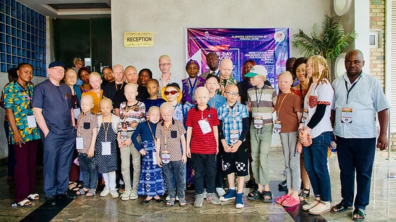 Beneficiaries and Albinism Association of Nigeria members gather during a free medical outreach. Photo: AAN