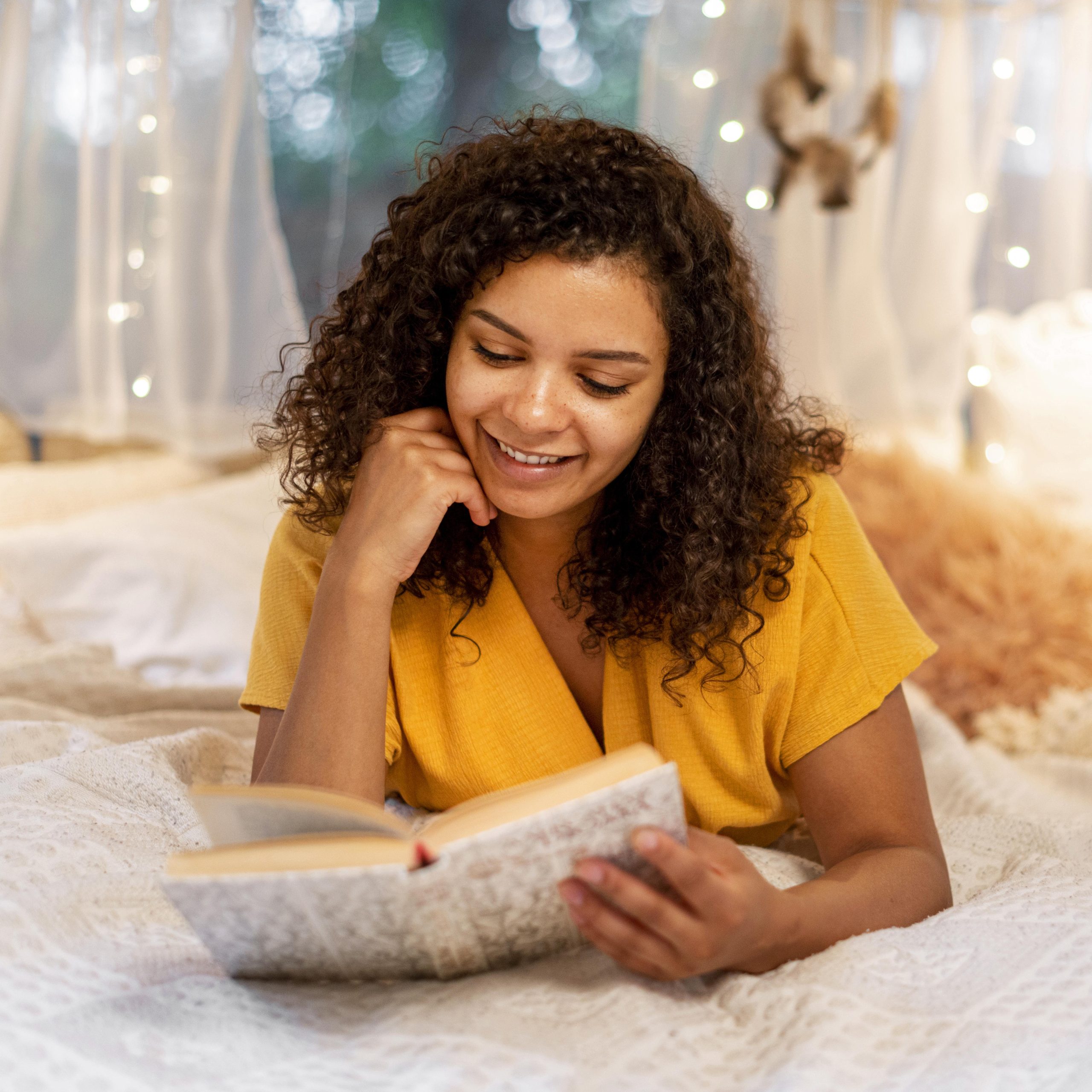 Young woman reading.