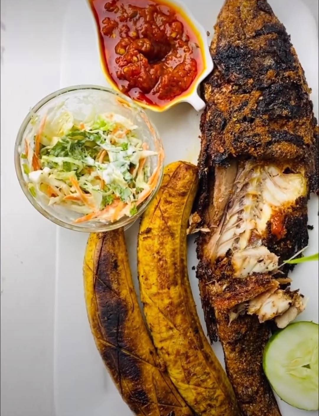 Roasted Plantain and Peppered Fish