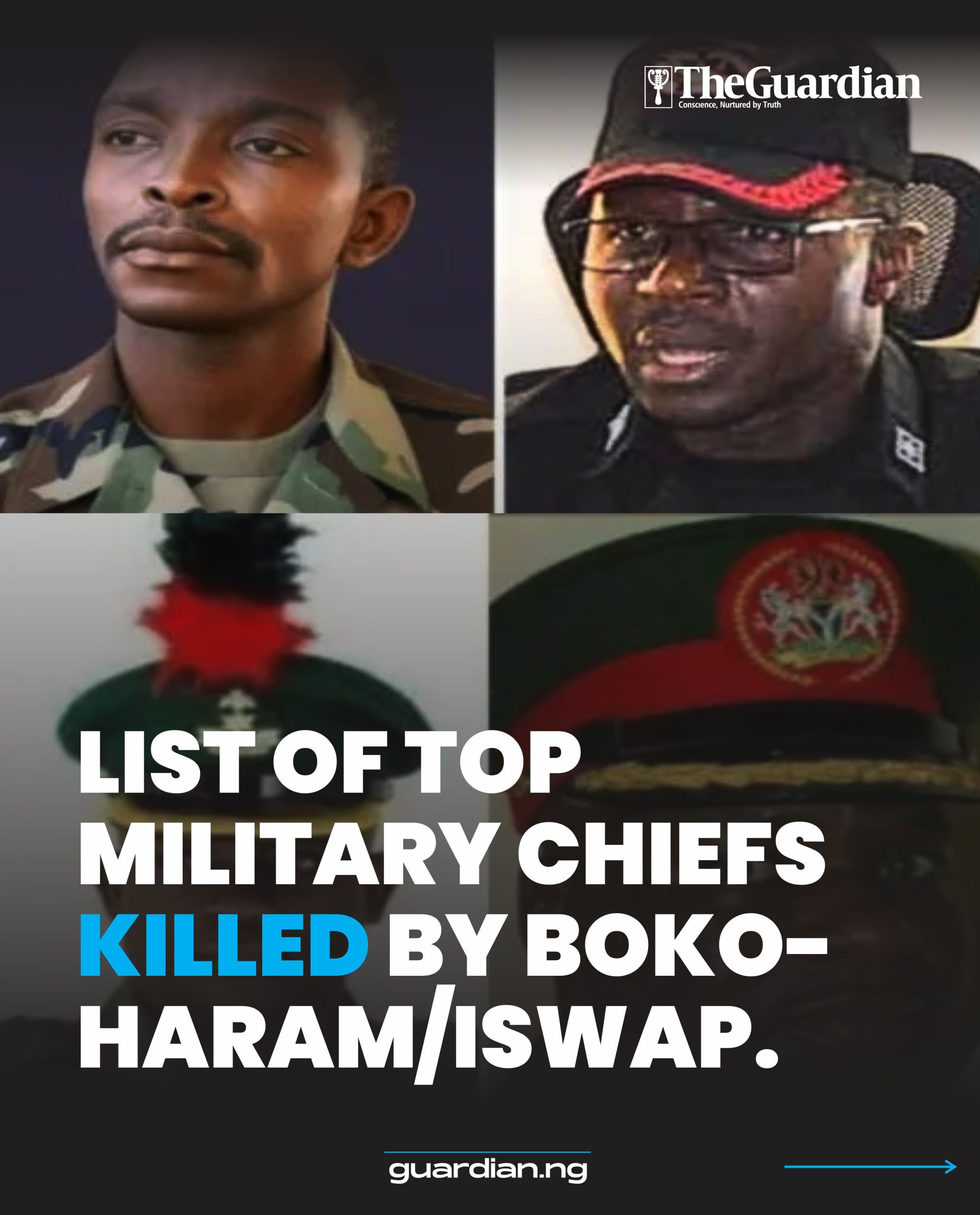 Top military officers killed by Boko Haram/ISWAP insurgency