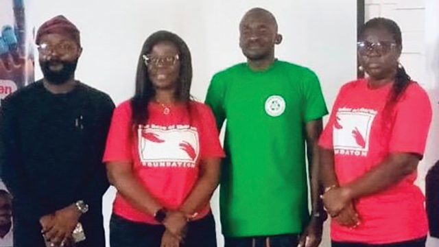 Digital transformation consultant, Agileplus Limited, Babajide Arulogun (left); Country Manager, Rose of Sharon Foundation (RoSF), Dr Ndudi Bowei; Managing Director, Green Trash Environmental Sustainability, Olusegun Ogunlana, and ROSF National Coordinator, Oloruntosin Taiwo, at the conference organised by the RoSF, in Lagos.