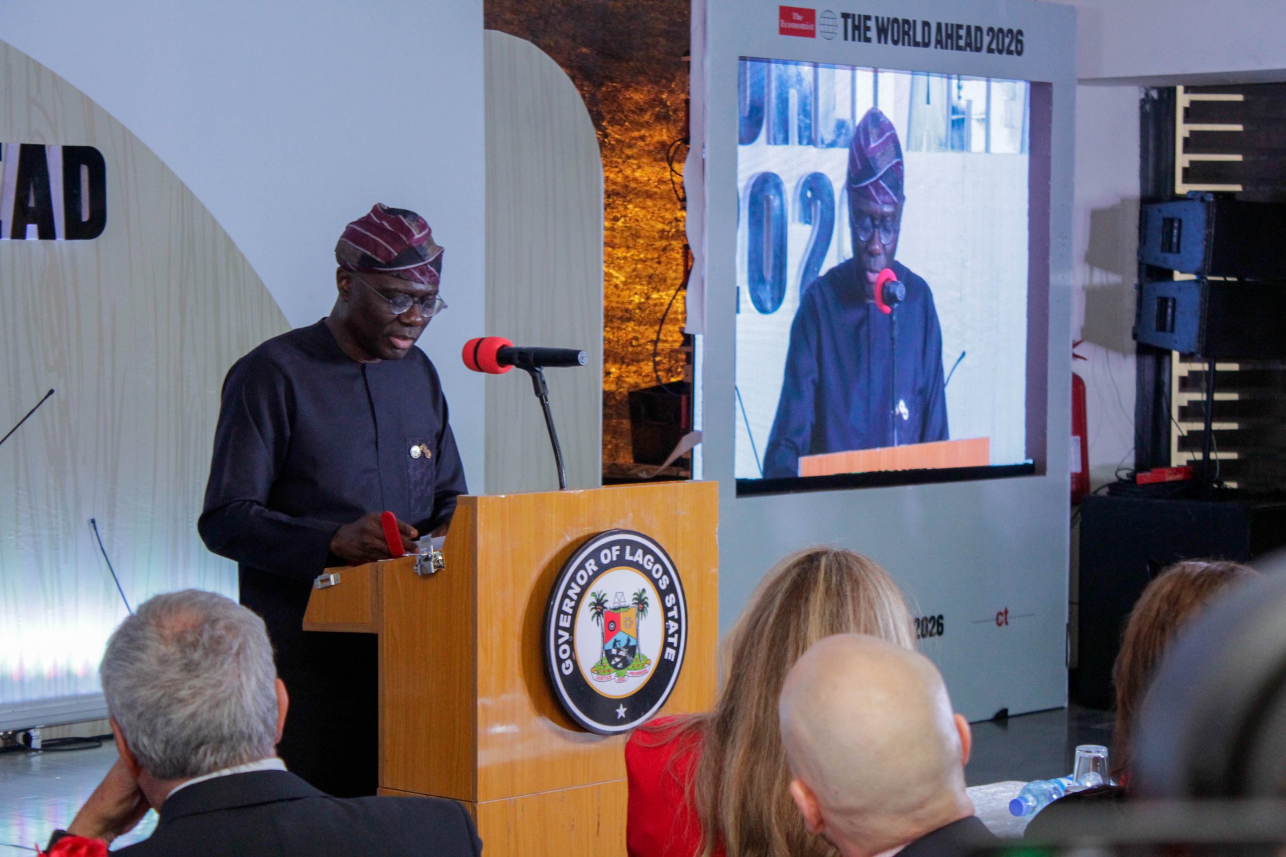 Governor of Lagos, Babajide Sanwo-olu speakingat The World Ahead 2026 