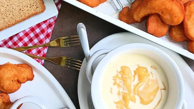 . Pap (ogi) with akara or moi moi
