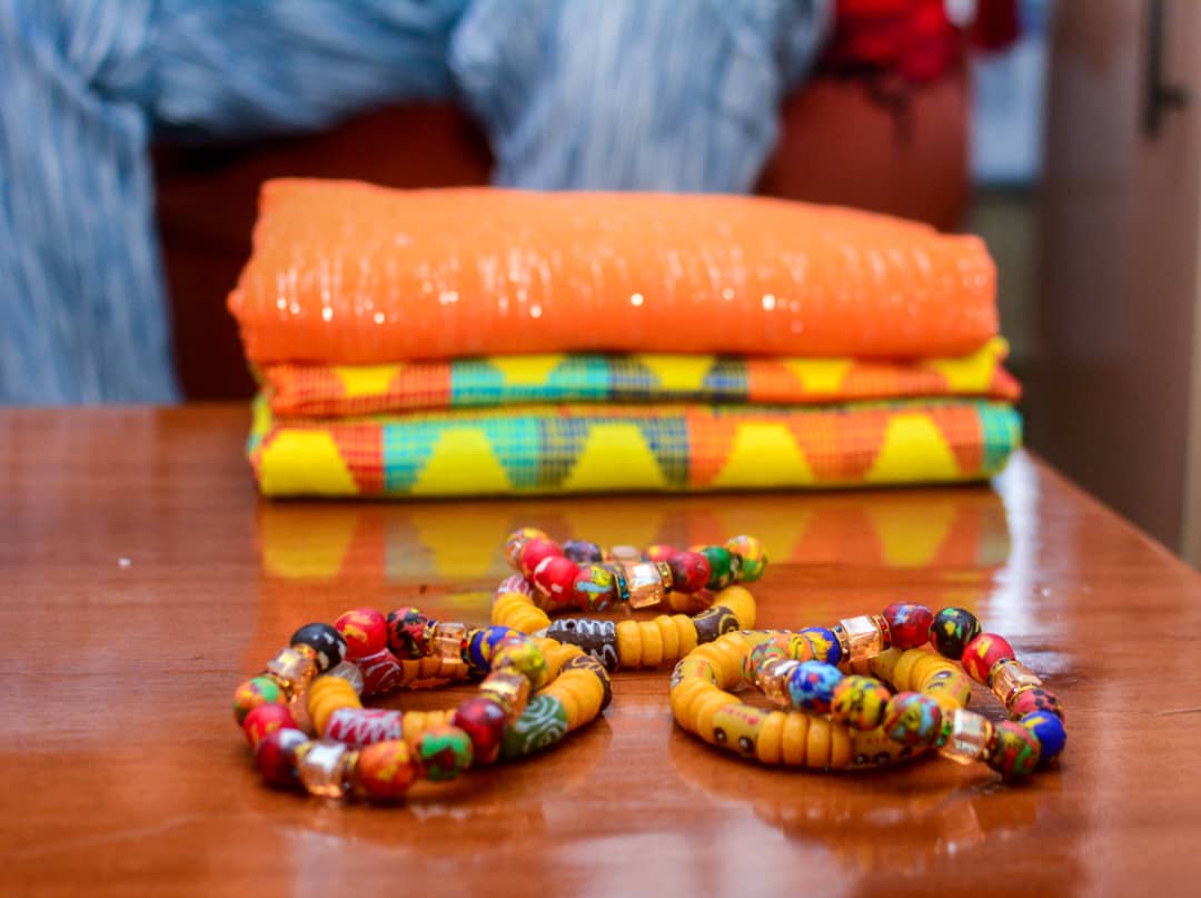 Rich Kente textiles and Krobo beads from Ghana