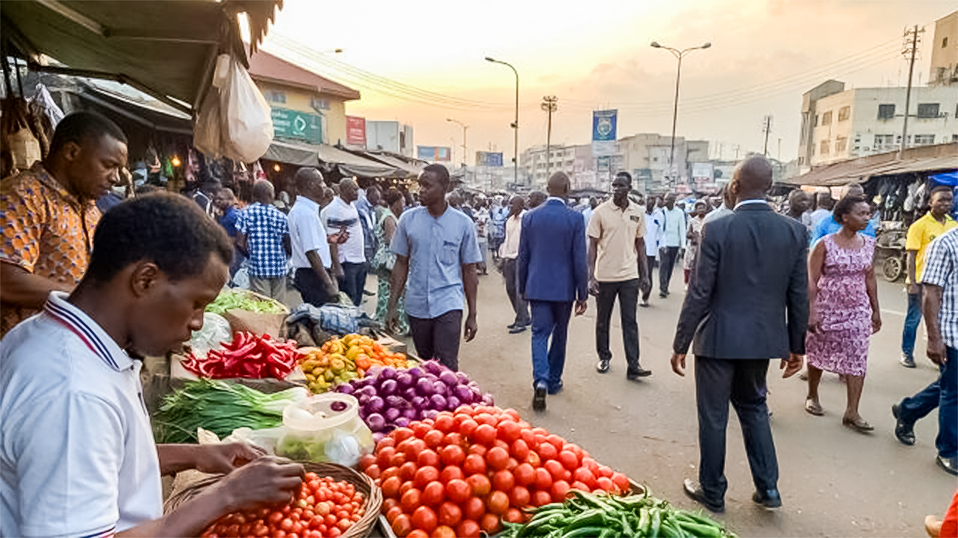 Roadside food market in Nigeria