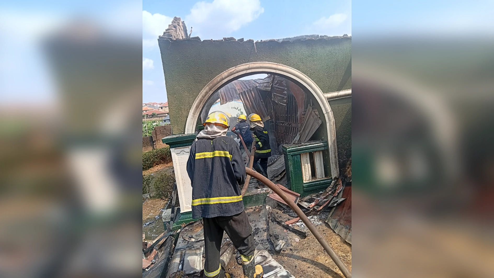 Firefighters at the scene.