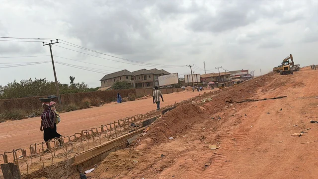 Section of the road on Monday.                               PHOTO: ENIOLA DANIEL