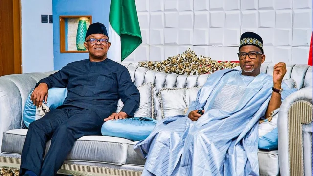 Presidential Candidate of Labour Party in 2023, Peter Obi (left) and Governor Bala Mohammed of Bauchi State, during a meeting in Bauchi, yesterday.