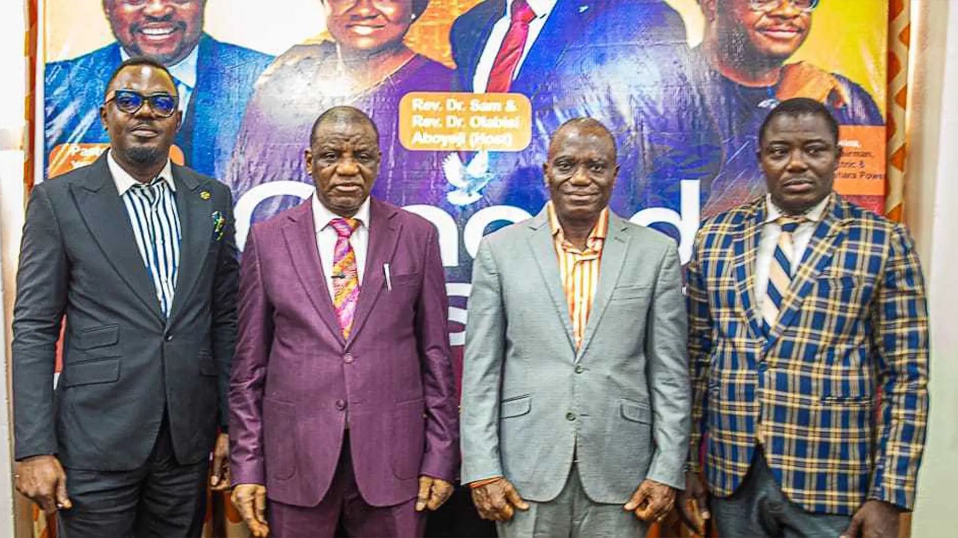 National Director of Youth and Nextgen, Pastor Ayodeji Adeyemi (left); General Overseer, Foursquare Gospel Church in Nigeria, Rev. Sam Aboyeji; National Treasurer, Elder Felix Omofuma; and Chairman Planning Committee, SWITCH 5.0, Rev. Sam Salau at the media parley.