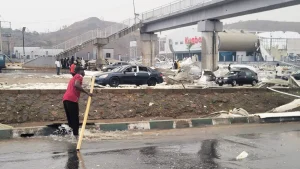 The damaged bus terminal