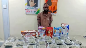 Suspect with recovered illicit drugs