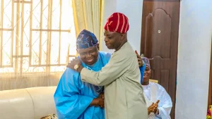 All ProgressAll Progressives Congress (APC) gubernatorial candidate, Senator Solomon Olamilekan Adeola, (L), Nigeria’s High Commissioner to the United Kingdom, Ambassador Sarafa Tunji Isola, (R)ives Congress (APC) gubernatorial candidate, Senator Solomon Olamilekan Adeola, on Tuesday, April 21, 2026, led a high-powered delegation on a reconciliation visit to the residence of erstwhile Nigeria’s High Commissioner to the United Kingdom, Ambassador Sarafa Tunji Isola.