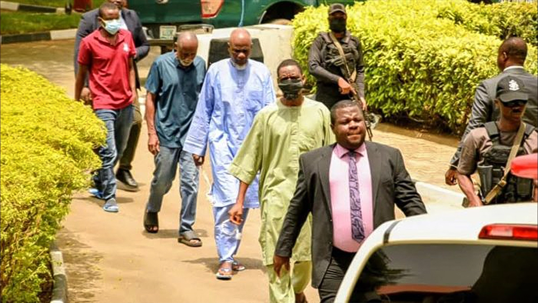 Suspected coup plotters being arraigned at the Federal High Court in Abuja, yesterday. PHOTO: LUCY LADIDI ATEKO