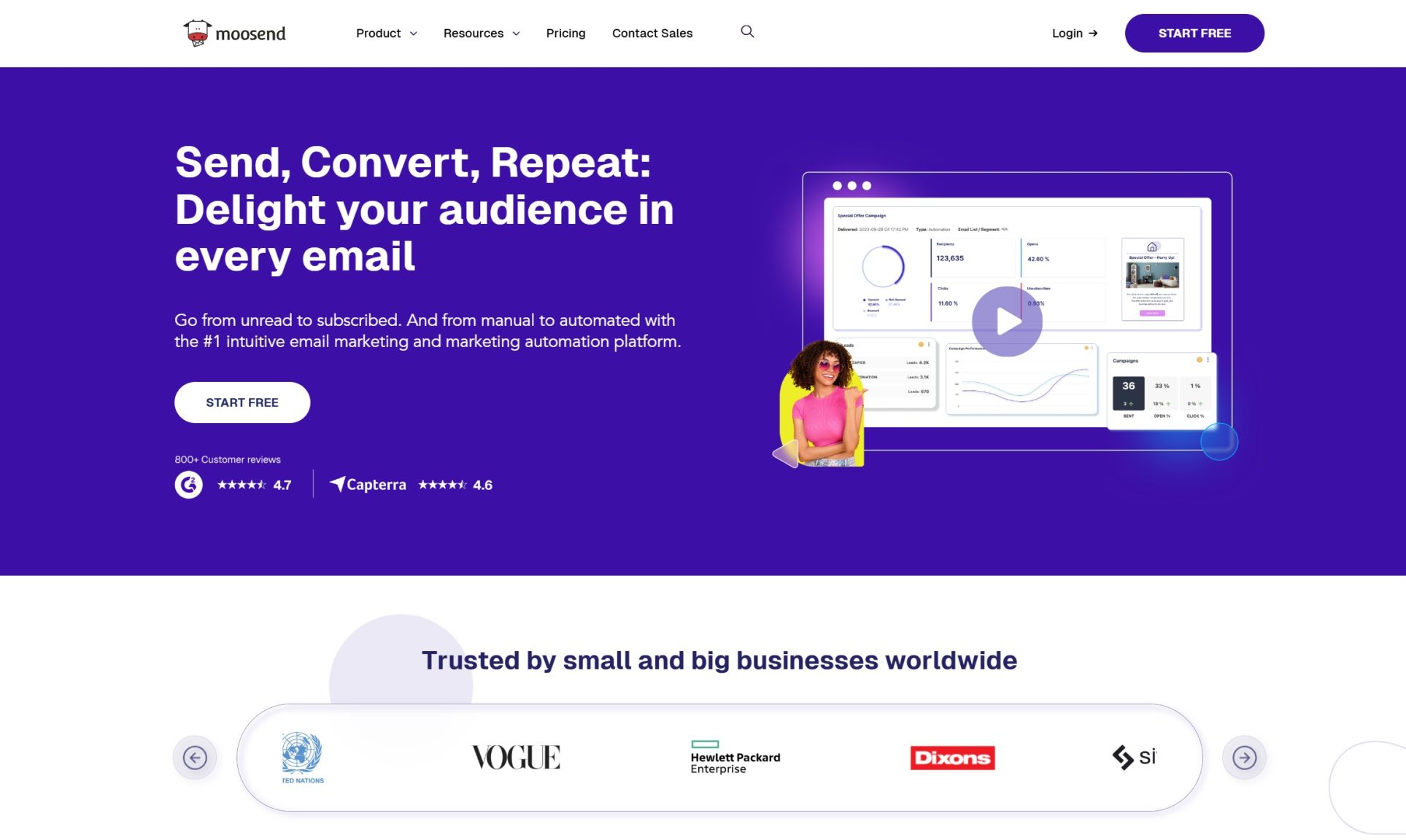 moosend email marketing website image