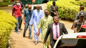 Suspected coup plotters being arraigned at the Federal High Court in Abuja, yesterday.                                                                                                                                                                 PHOTO: LUCY LADIDI ATEKO                                                                                                               Suspected coup plotters being arraigned at the Federal High Court in Abuja, yesterday.                                                                                                                                                                 PHOTO: LUCY LADIDI ATEKO