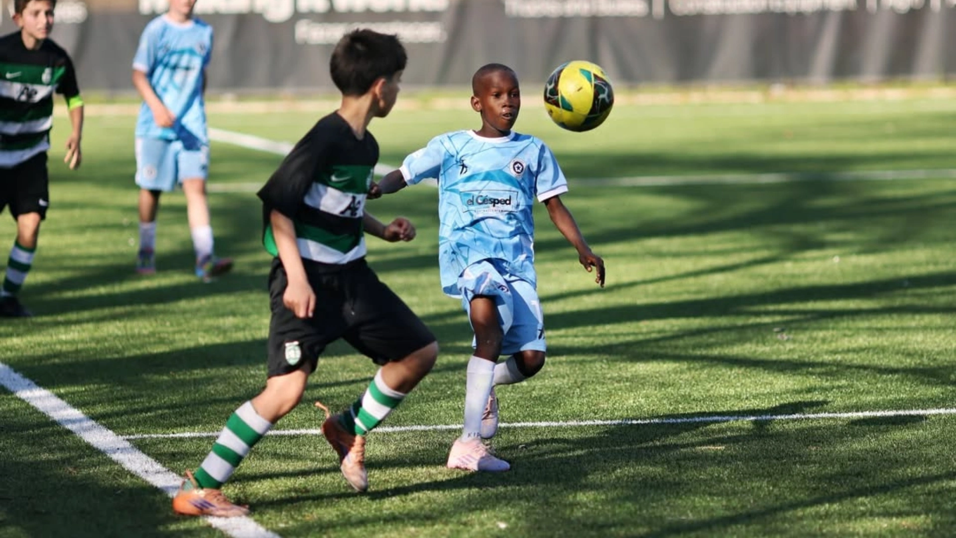 Samson 'Kekere' Azeez of The Future Academy fights for the ball during a game at the Porto International Cup in Portugal.