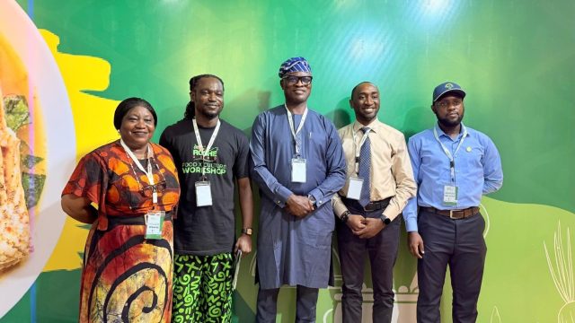 Speakers – Senior Partner, Andersen Consulting, Mrs Abayomi Olarinmoye (left); Founder, Roshe Agro & aquaSense+ farm management app, Dada ‘Foluso; representative of the Lagos State Commissioner of Agriculture & Food Systems, Mr. Emmanuel Audu; Founder, HealthKraft Africa, Dr. Olawale Ogunlana; and Coordinator, Lagos Agriinnovation Club, Akorede Ryan, at the Food x Culture workshop in Lagos.