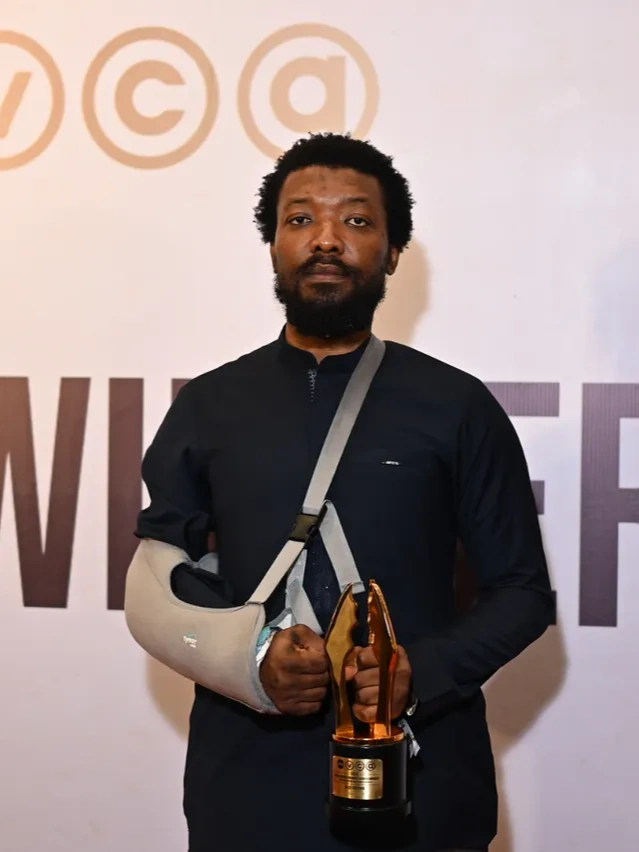 An attendee at the 2026 AMVCA with his award