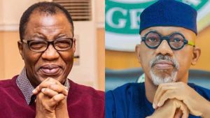 The Senator representing Ogun East in the National Assembly, Chief Gbenga Daniel (L) and Ogun State Governor, Dapo Abiodun (R).