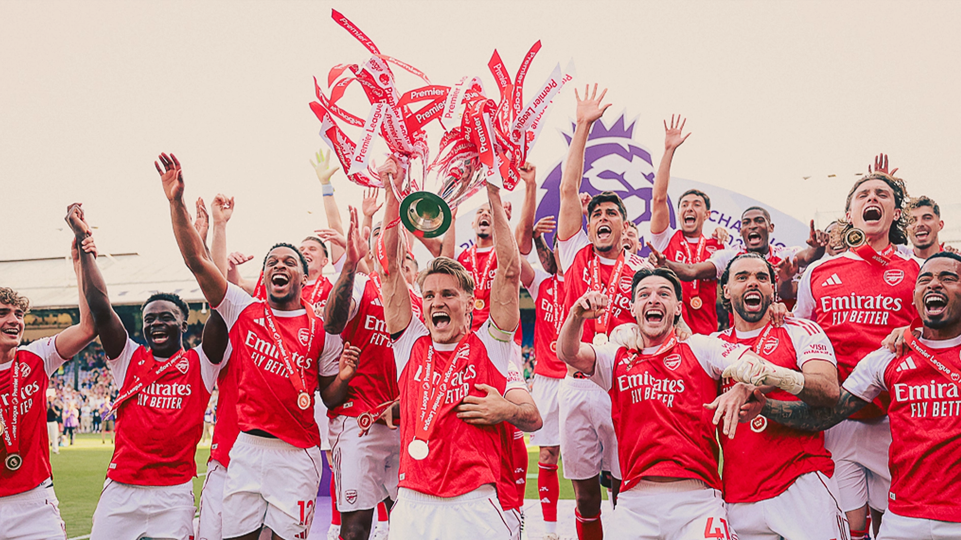 Arsenal beat Crystal Palace 2-1, celebrating their first Premier League title in 22 years under Mikel Arteta.
