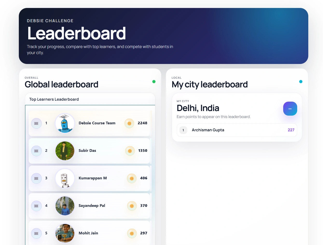 A screenshot of the Debsie app