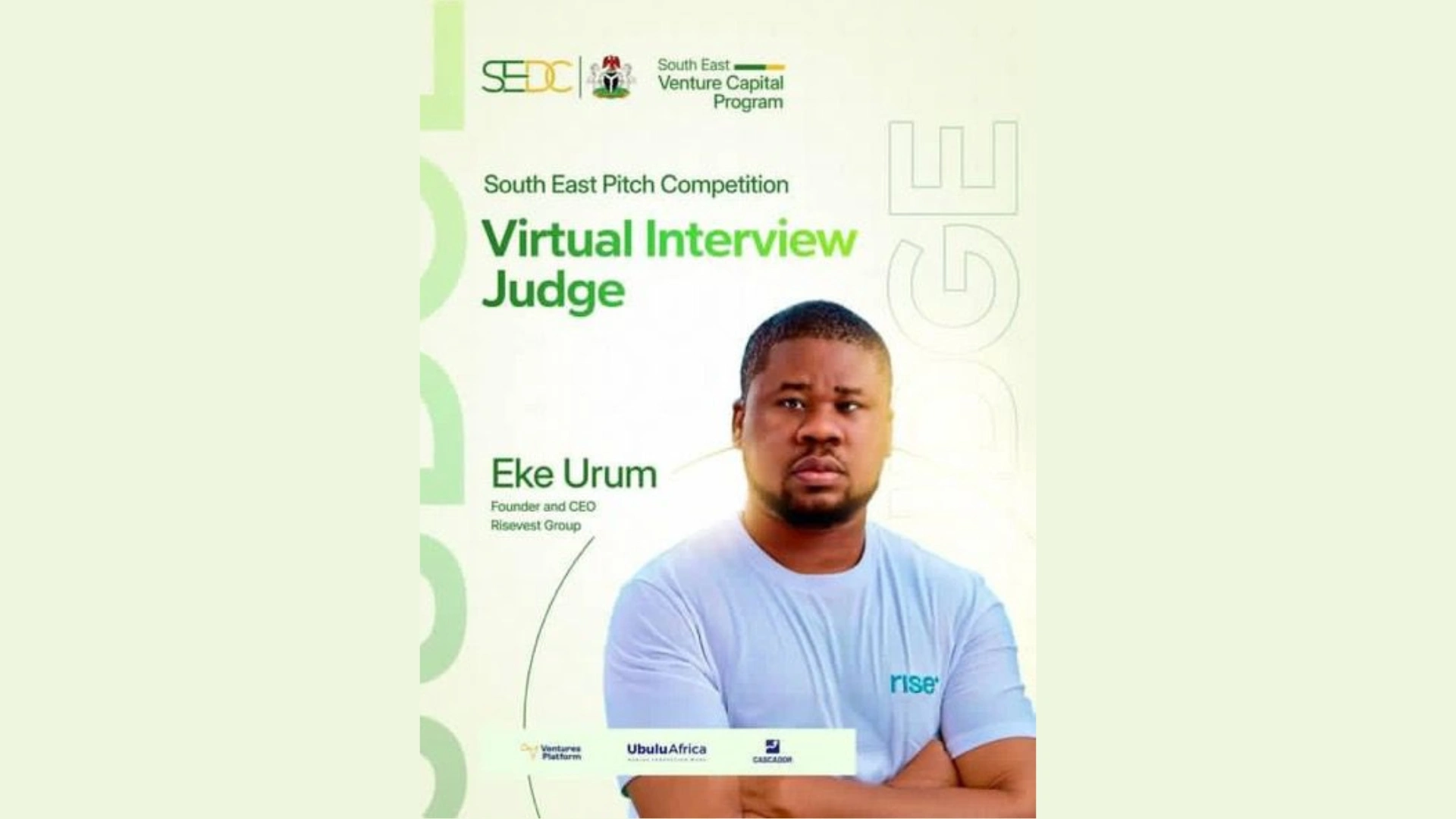 Risevest CEO Eleanya Eke has been named one of the judges for the South East Development Commission’s venture capital pitch competition.