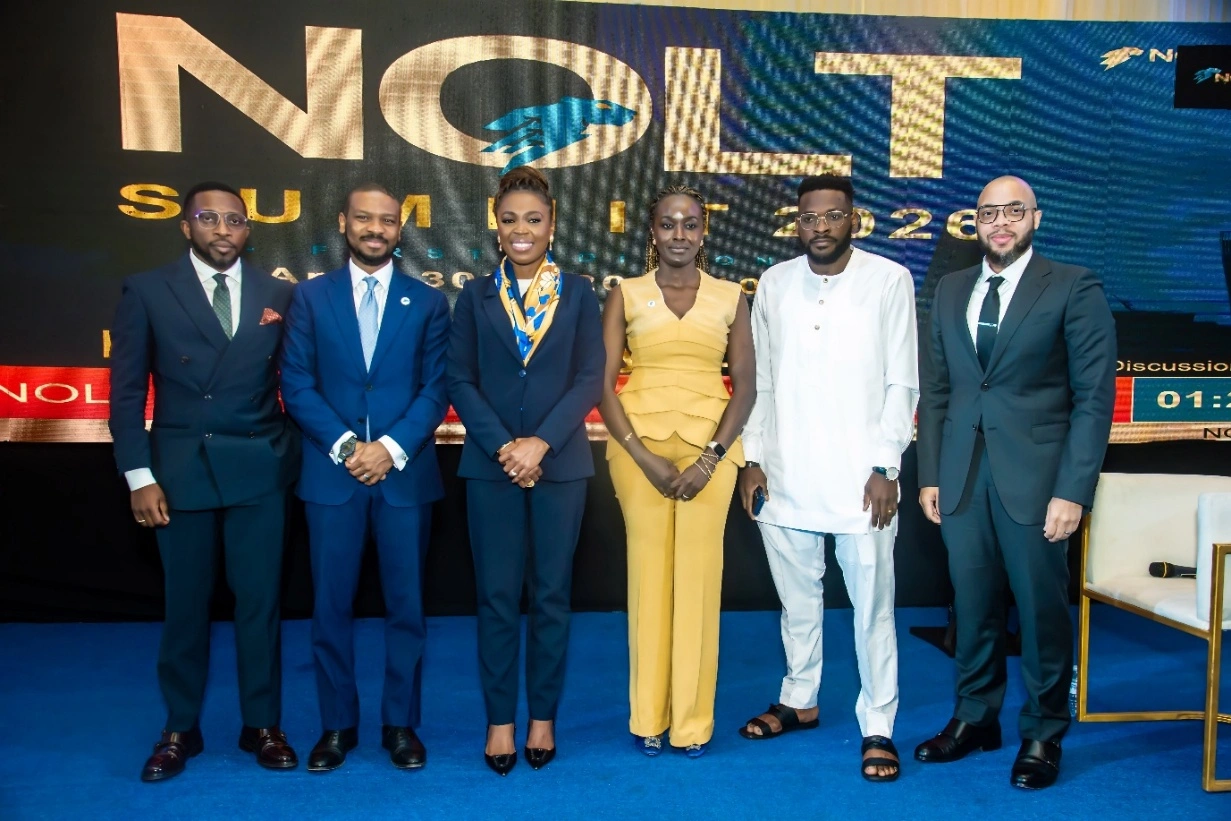 Mr. Babatunde Dada (MD/CEO, NOLT Finance), Mr. Olaolu Alabi (Executive Director, Real Assets, Cardinal Stone), Mrs Seyi Bella (Partner & Head of Banking and Finance Practice, Banwo & Ighodalo), Mrs Dolabomi Onanuga (Senior Vice President, Business Development, Flutterwave), Mr Samson Esemuede (Managing Director & Chief Investment Officer, Zrosk Investment Management), Mr Robert Ijewere (Executive Director, NOLT Finance)