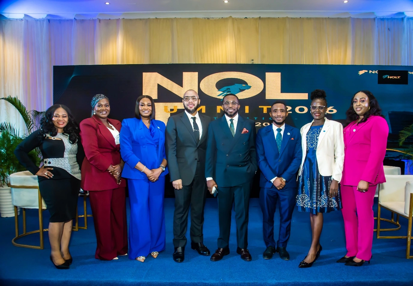 (L-R) Mrs. Lina Ogar (Senior Sales Executive, NOLT Finance), Mrs. Adesuwa Erhahon-Mesimo (Head of Operations and Human Resources, NOLT Finance), Miss Iremide George (Head of Marketing & Corporate Communications, NOLT Finance), Mr. Robert Ijewere (Executive Director, NOLT Finance), Mr. Babatunde Dada (MD/CEO, NOLT Finance), Mr. Joseph Idu (Executive Assistant to the Managing Director, NOLT Finance), Mrs. Bisola Bassey (Head, Finance & Treasury, NOLT Finance), Mrs. Sopiriala Peterside-Omoruyi (Team Lead, Customer Experience, NOLT Finance)