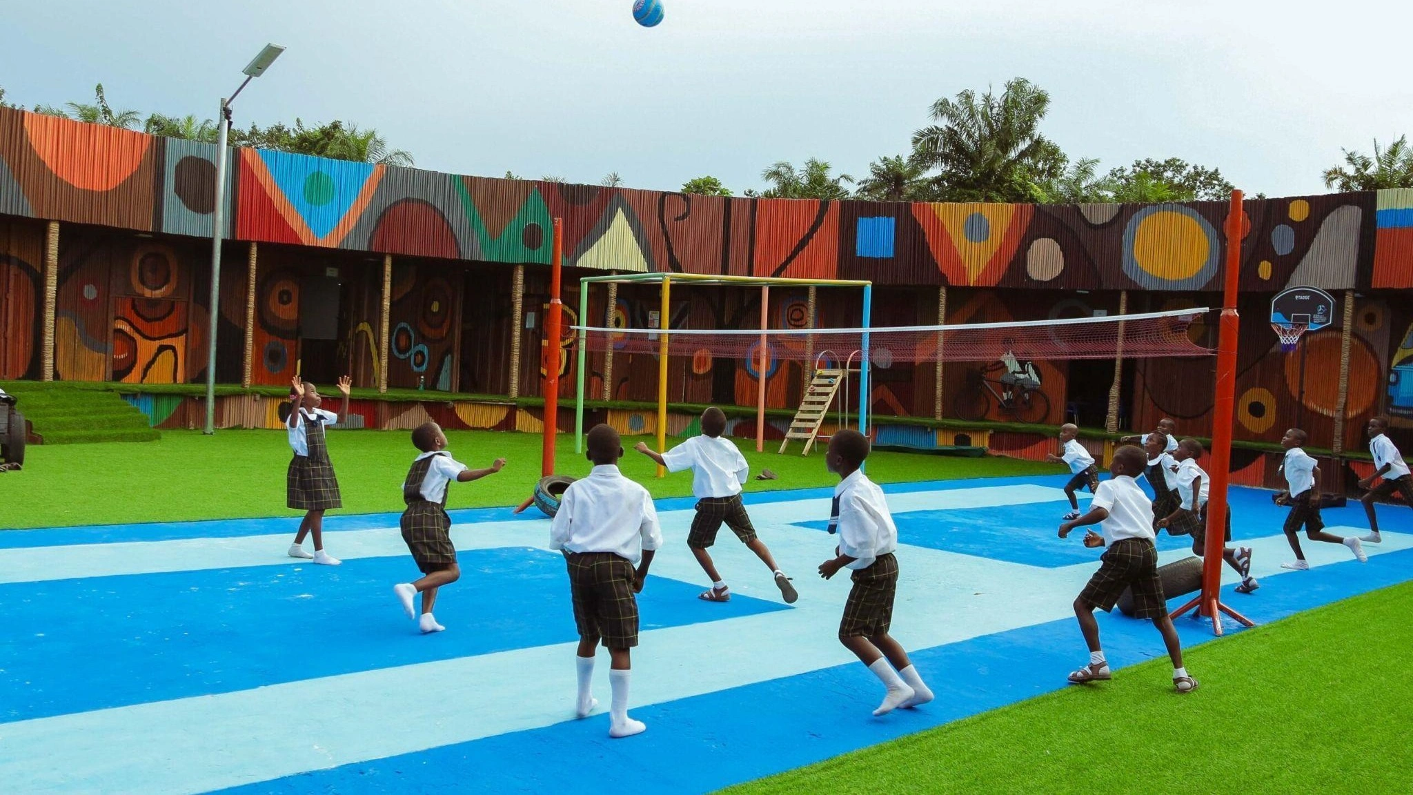 Beneficiaries at the Slum2School Green Academy during a sports session.
