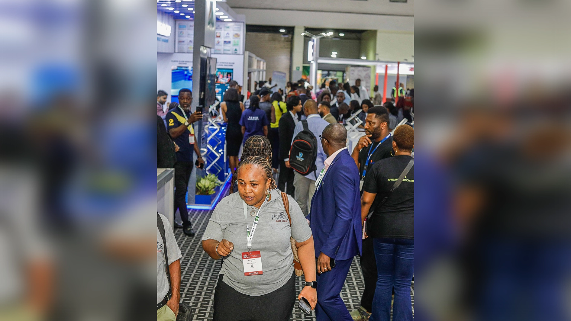 Visitors and exhibitors during the 2026 West Africa Automotive Show at Landmark Event Centre, Lagos. Photo WAAS